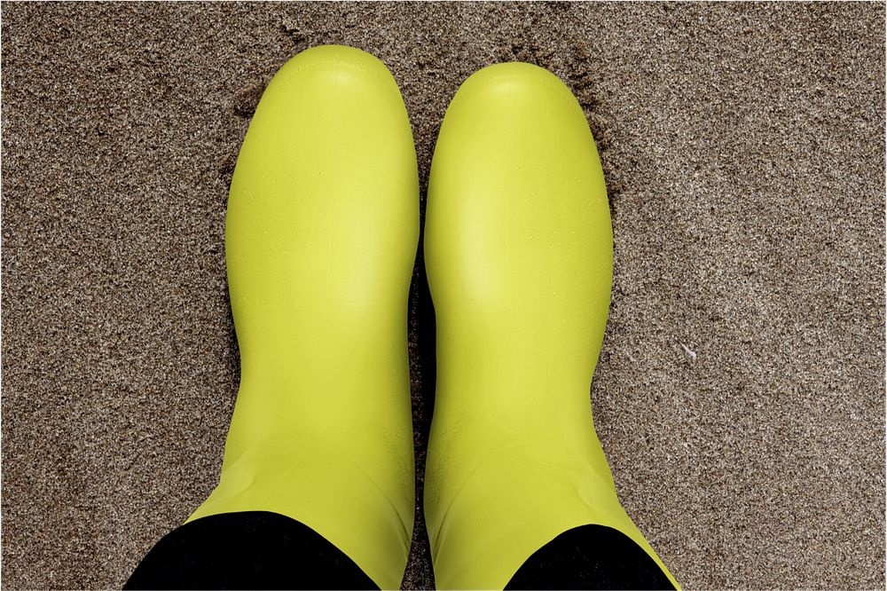 Rain boots  editable mockup, lime yellow design