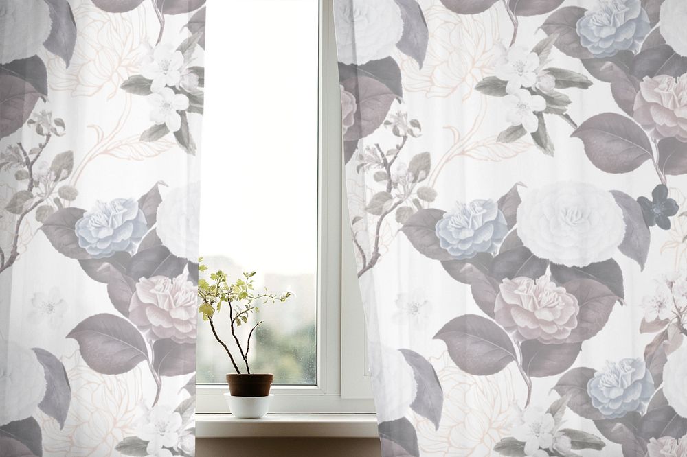 Window curtain  editable mockup, interior decor