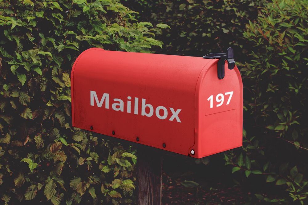 Red mailbox  editable mockup