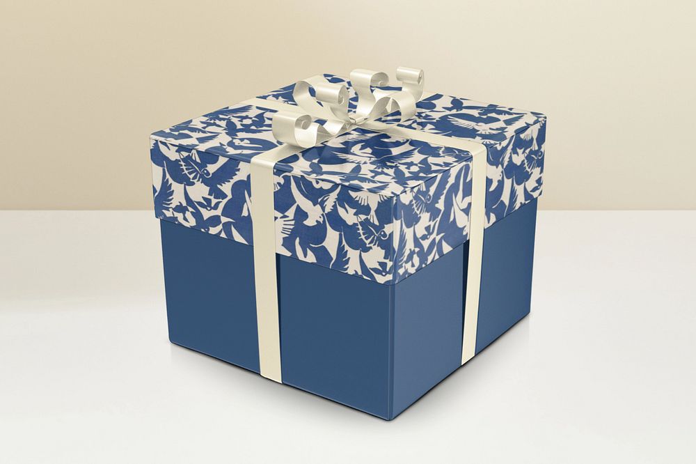 Blue gift box  editable mockup