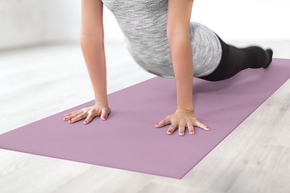 Purple yoga mat  editable mockup