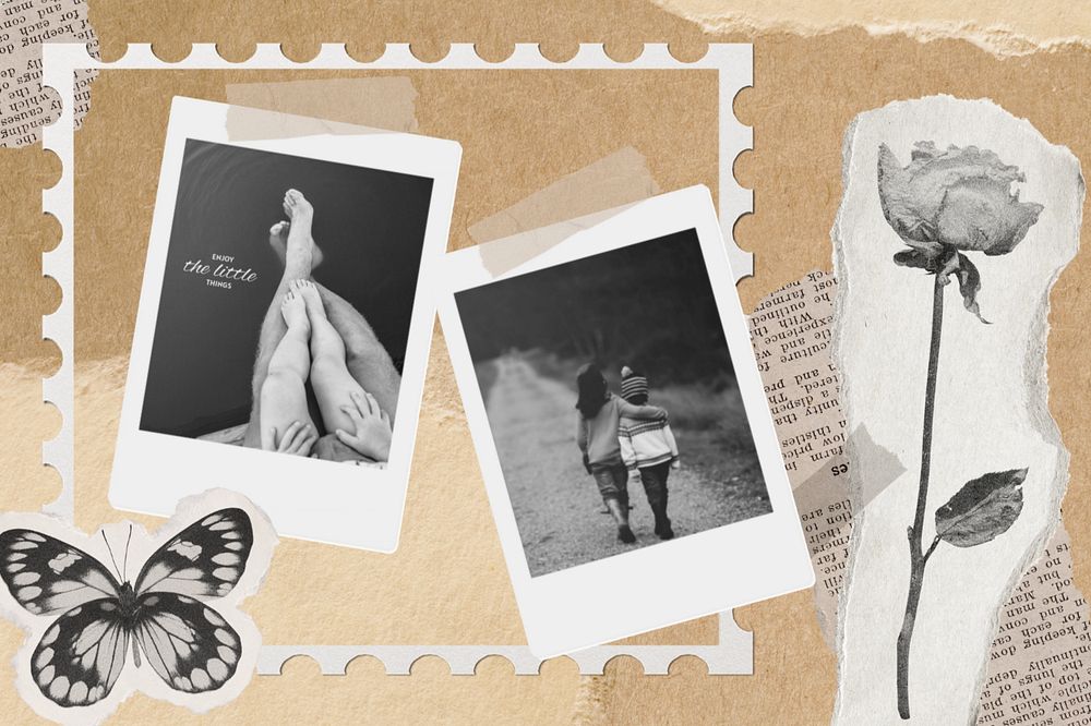 Instant photo film frame  editable mockup, aesthetic collage