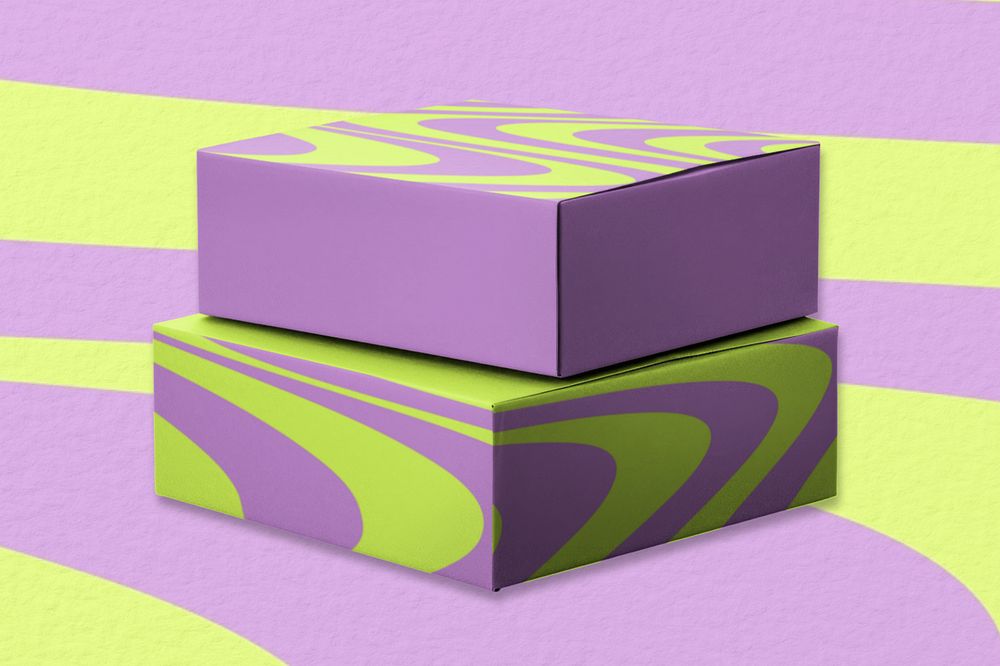 Swirl packaging box  editable mockup 