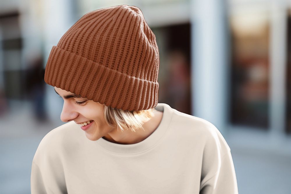 Beanie wool hat  editable mockup 