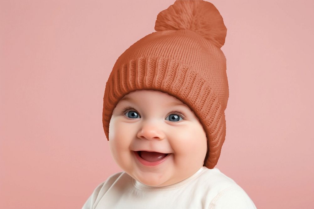 Baby beanie  editable mockup, kids clothing 