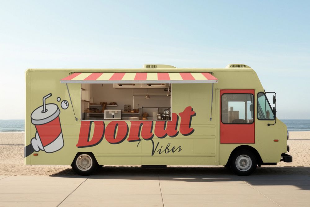 Food truck  editable mockup, small business 