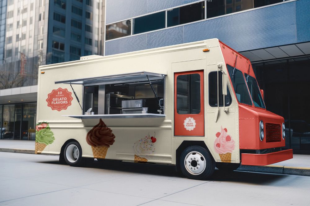 Food truck  editable mockup, small business 