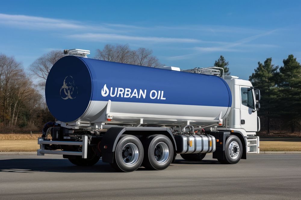 Oil truck  editable mockup, industrial vehicle 