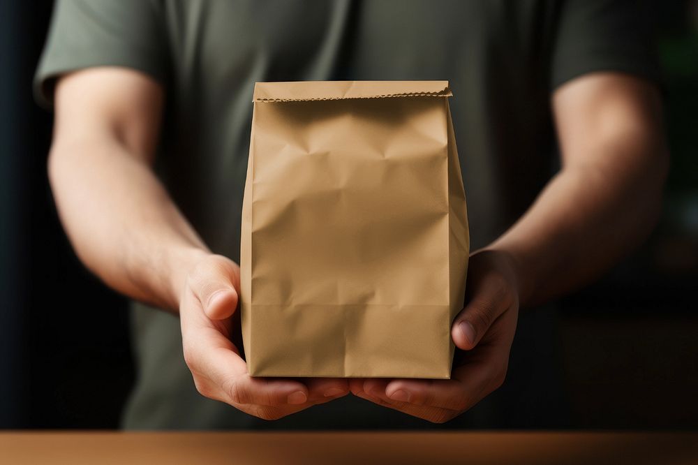 Paper food bag  editable mockup 