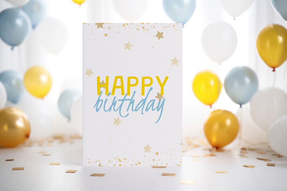 Birthday greeting card  editable mockup 