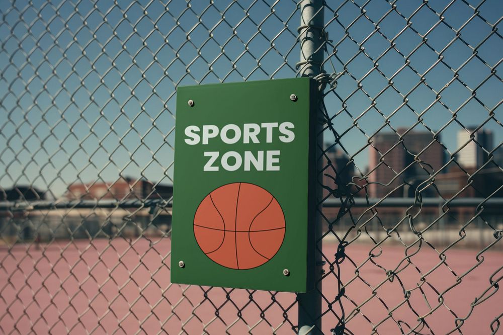 Basketball court sign editable mockup