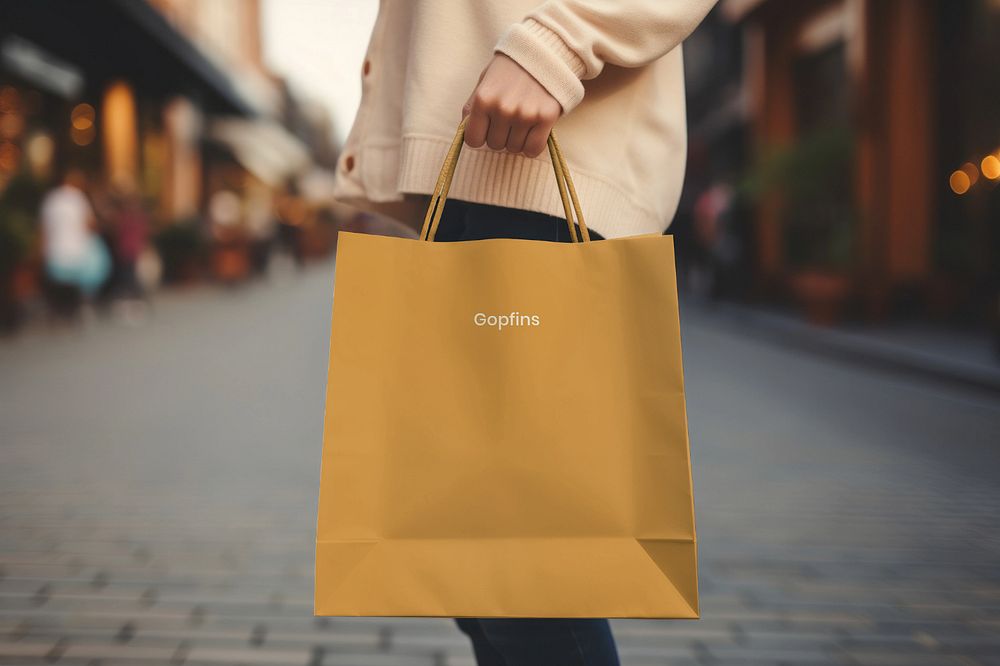 Paper shopping bag editable mockup