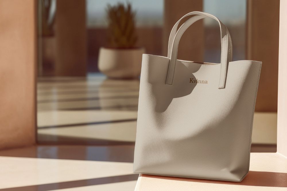 Leather tote bag editable mockup