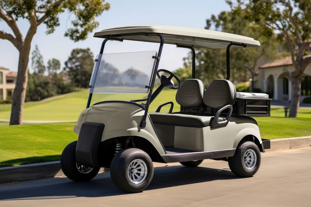 Golf car editable mockup, realistic vehicle