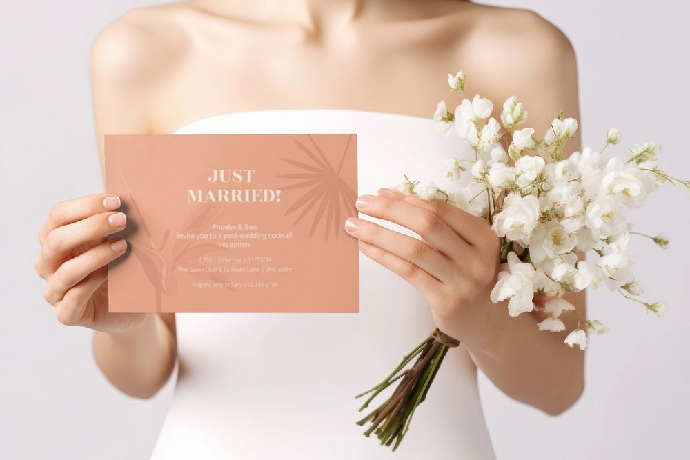 Wedding invitation card editable mockup