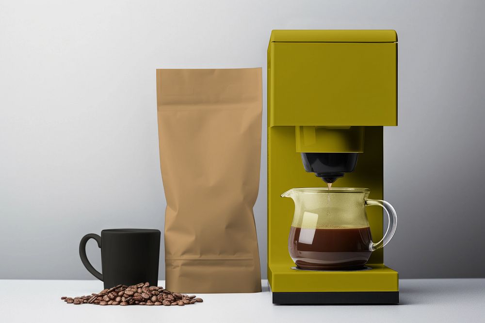 Coffee machine editable mockup, product packaging