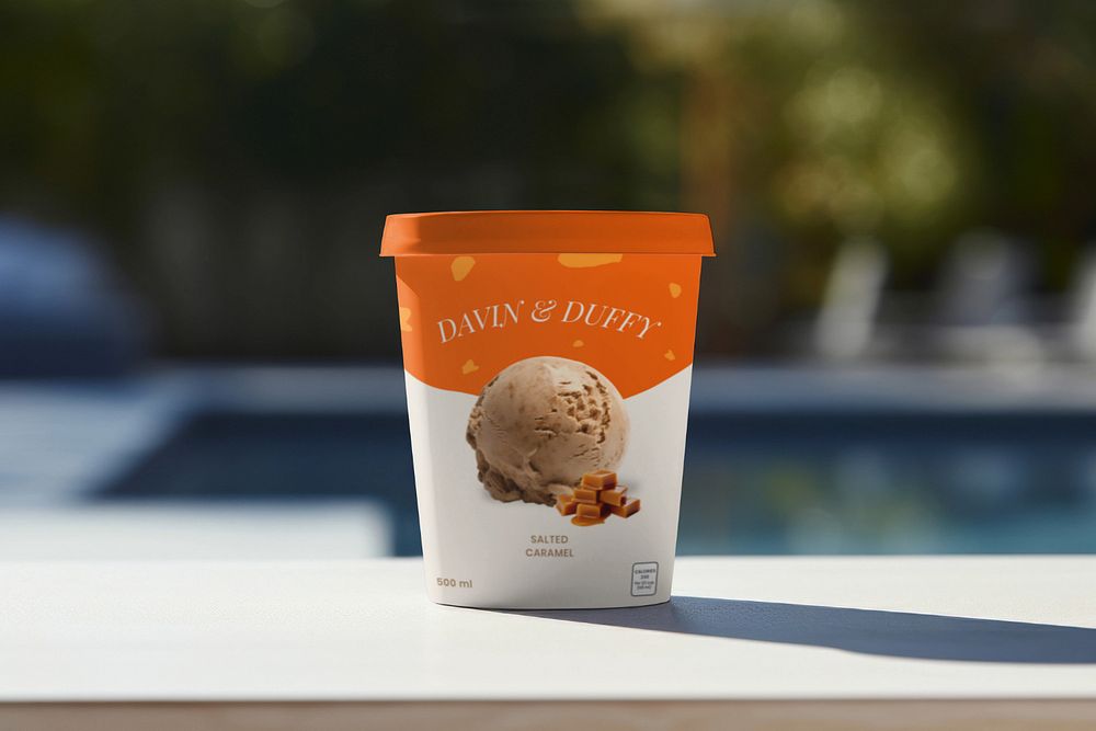 Ice-cream pint tub  editable mockup 