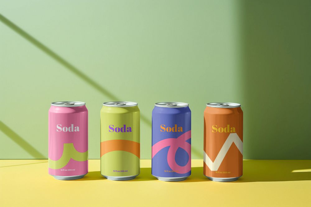 Soda can  editable mockup, beverage packaging 