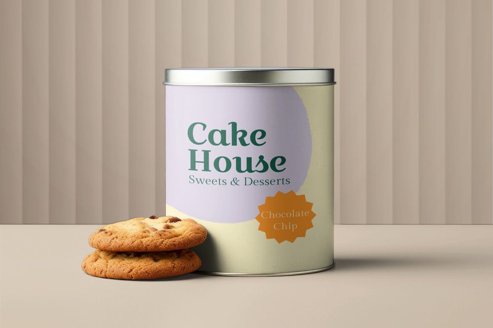 Food tin  editable mockup, container 