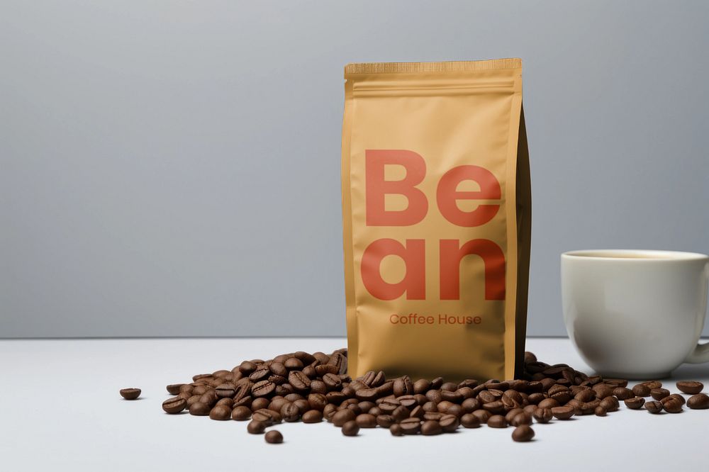 Coffee bean bag  editable mockup 