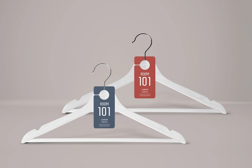 Hotel room hanger mockup, editable design