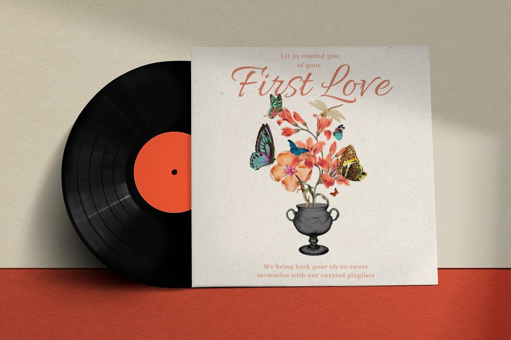 Vinyl record editable mockup, vintage album cover. Remixed by rawpixel.