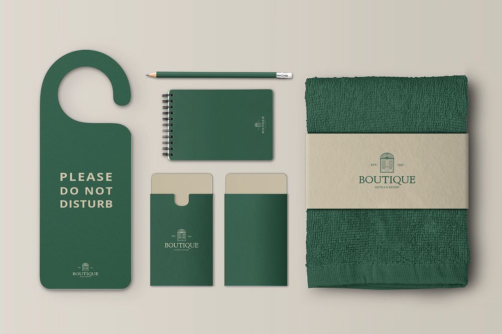 Hotel branding mockup set, editable design