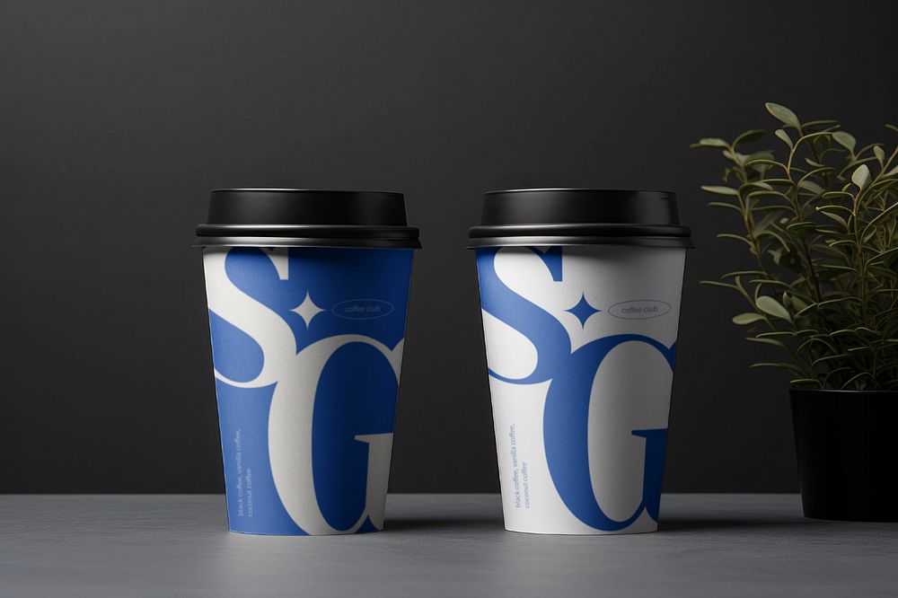 Paper coffee cup  editable mockup, drink packaging 