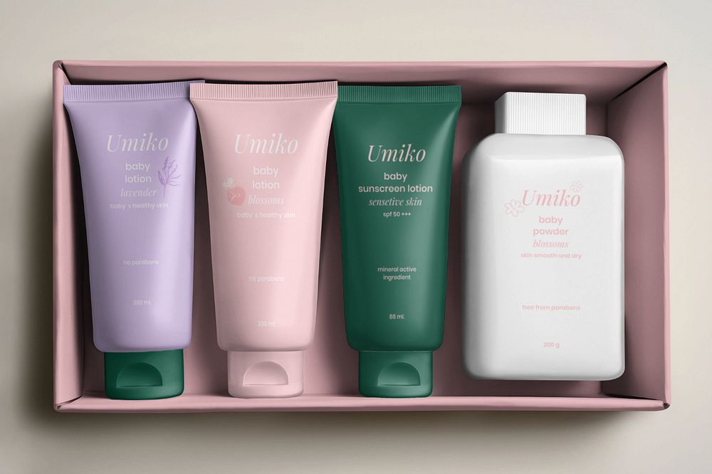 Skincare set  editable mockup, product packaging 