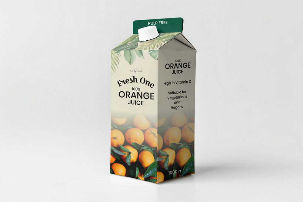 Juice carton  editable mockup, drink packaging 