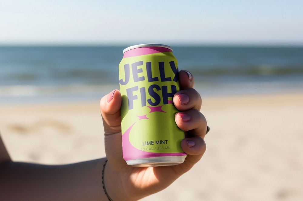 Soda can  editable mockup, beverage packaging 