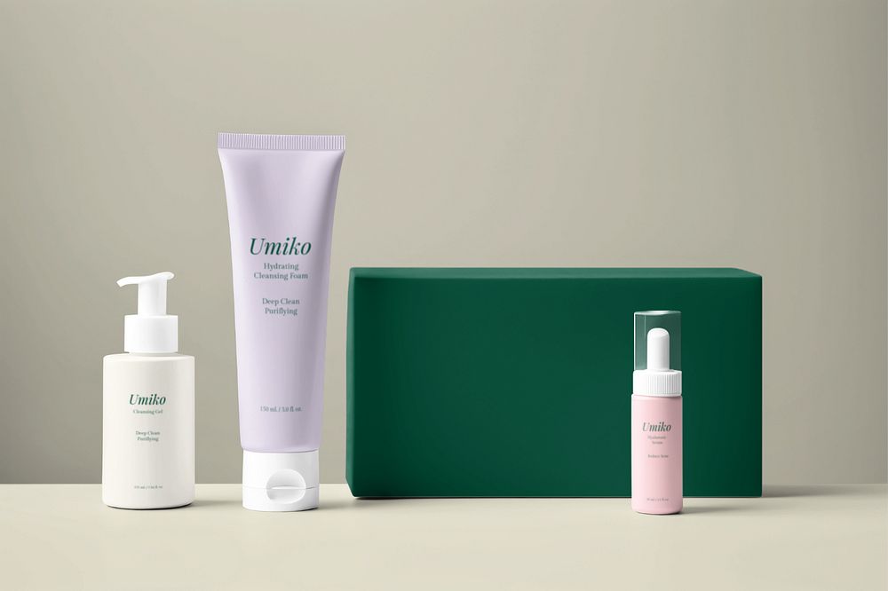 Skincare set  editable mockup, product packaging 