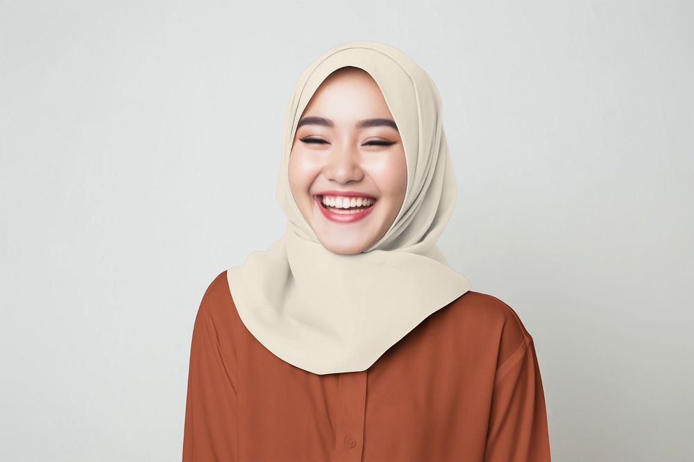 Women's hijab  editable mockup, fashion design 