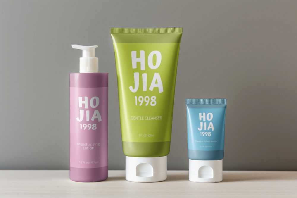 Skincare set  editable mockup, product packaging 