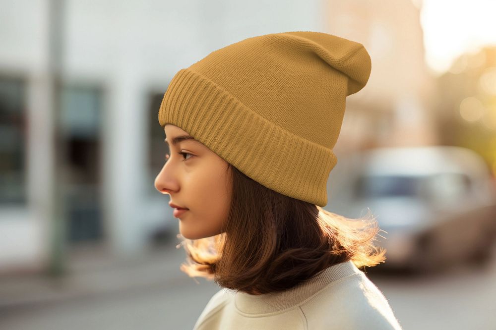 Women's beanie  editable mockup, fashion design 