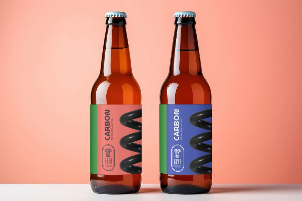 Beer bottle  editable mockup, drink packaging 