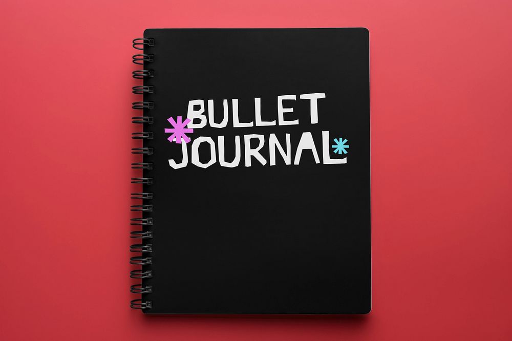 Bullet journal notebook  editable mockup, realistic publishing 