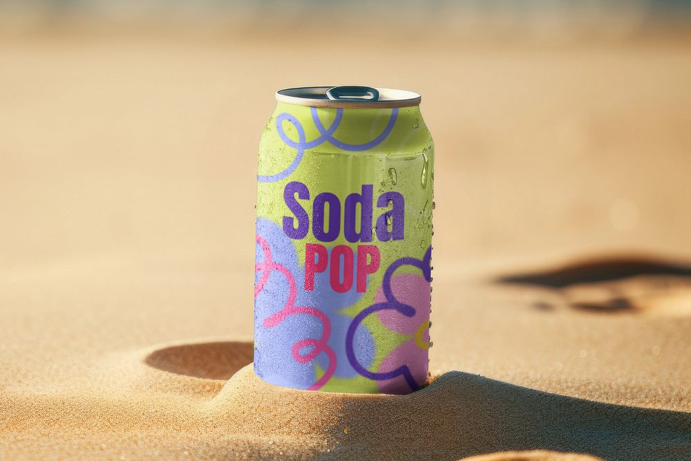 Soda can  editable mockup, beverage packaging 