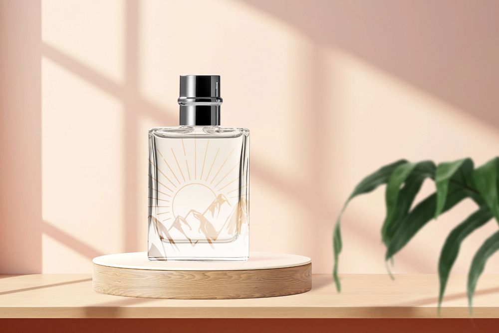 Perfume bottle editable mockup, beauty product packaging