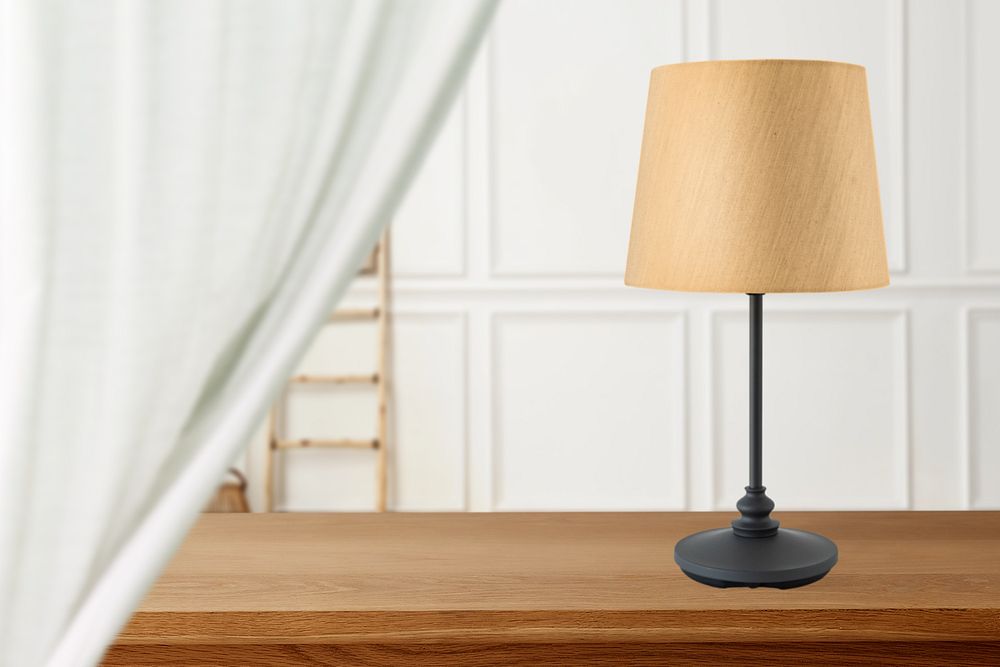 Table lamp editable mockup, home decor