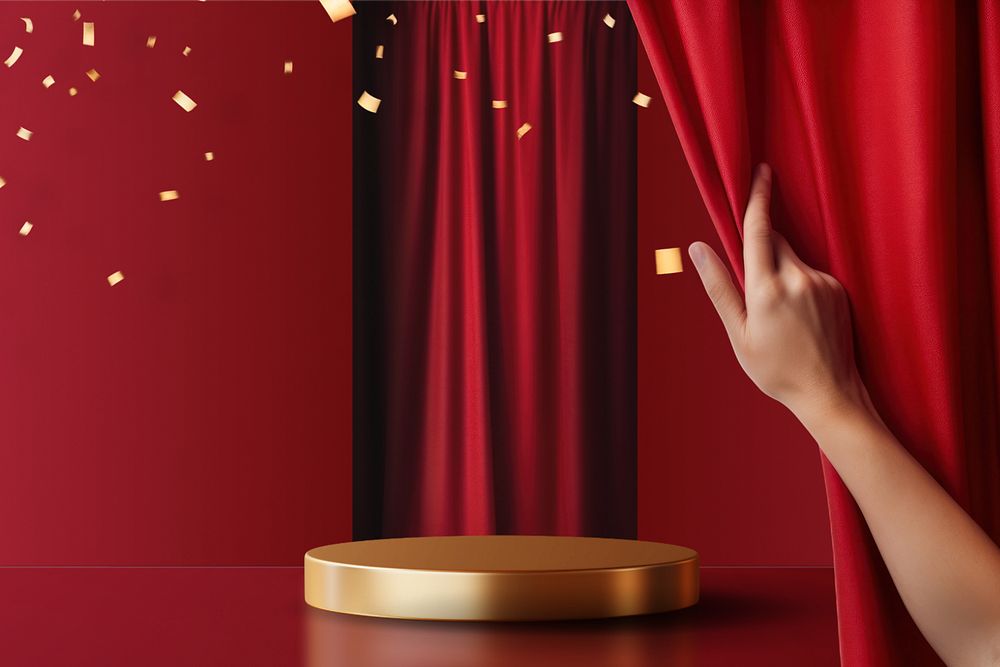 3D red product backdrop editable mockup