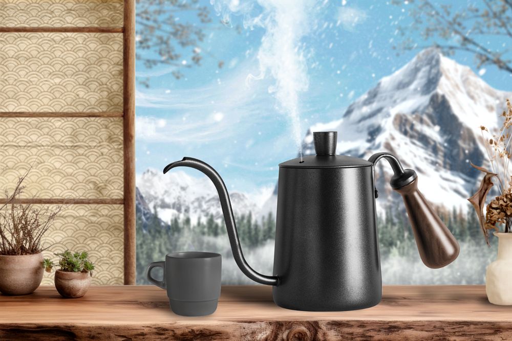 Japanese coffee pot editable mockup