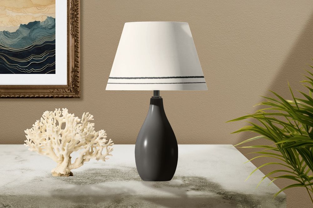 Aesthetic table lamp editable mockup, home decor