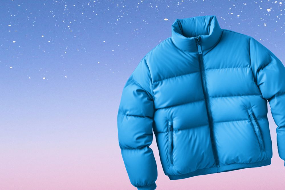 Puffer jacket editable mockup, winter apparel