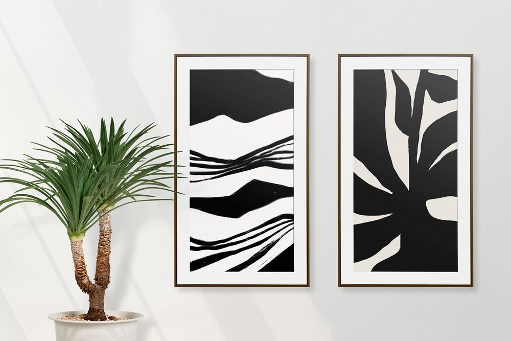 Abstract photo frames editable mockup, wall decor