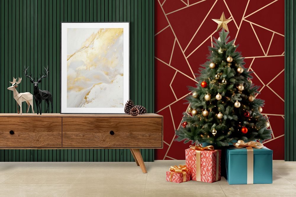 Christmas decor, interior design mockup