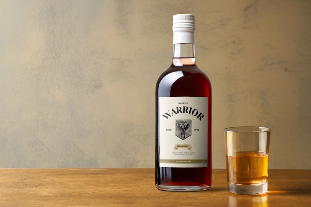 Whiskey label, food packaging mockup