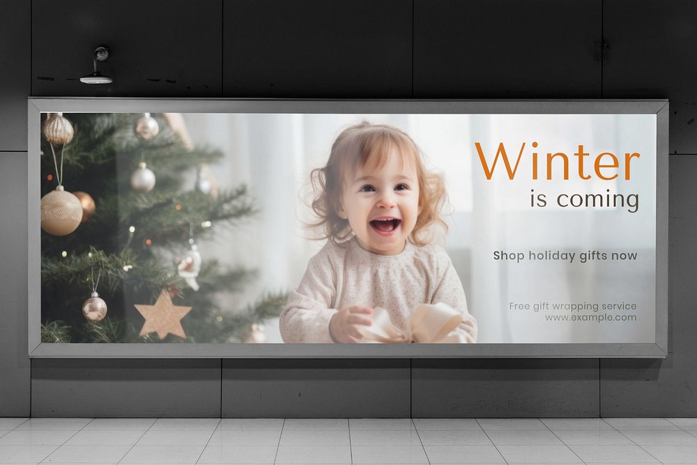 Interior billboard sign editable mockup 