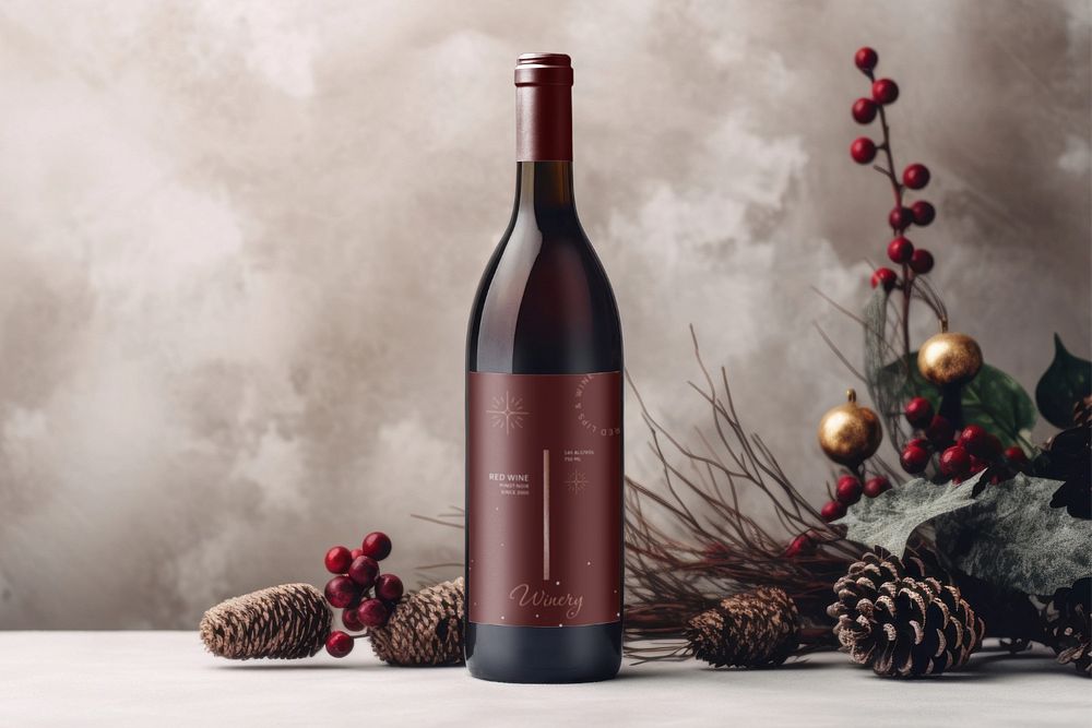 Wine bottle editable mockup, packaging design 