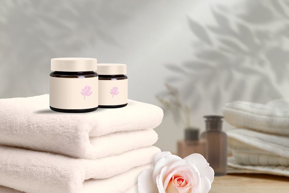 Skincare jars and towels remix